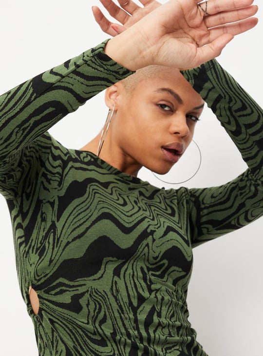 Women Abstract Printed Cut-Out Dress