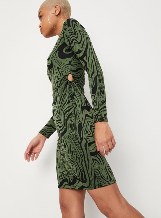 Women Abstract Printed Cut-Out Dress