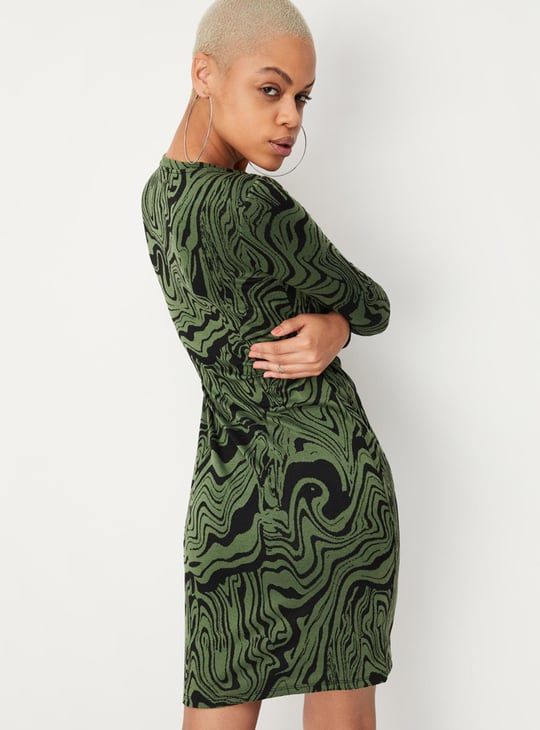Women Abstract Printed Cut-Out Dress