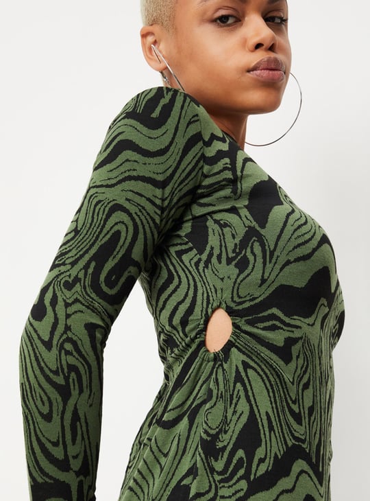 Women Abstract Printed Cut-Out Dress