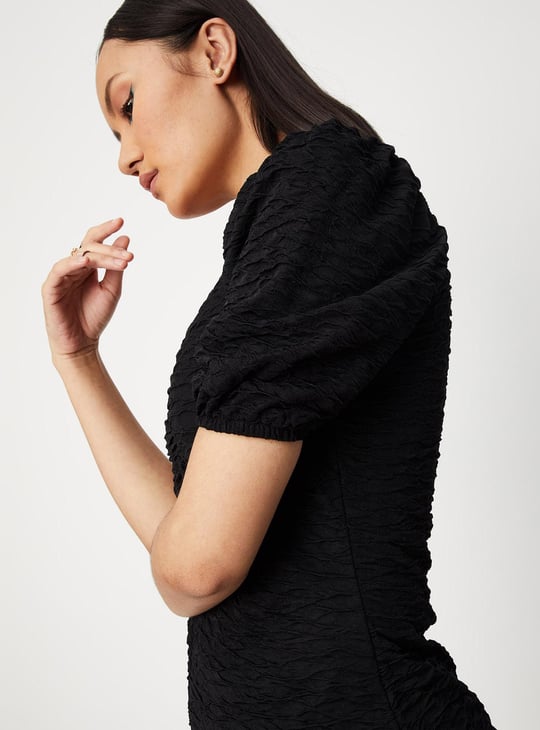 Women Ruched V-neck Bodycon Dress