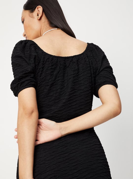 Women Ruched V-neck Bodycon Dress