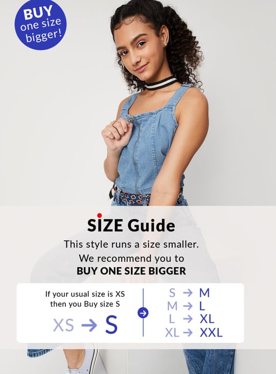 Women Solid Zip Closure Sleeveless Denim Bralette Top