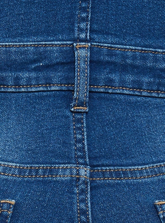 Women Washed Cropped Denim Dungaree