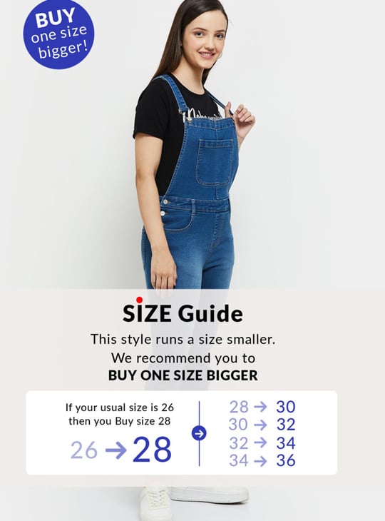 Women Washed Cropped Denim Dungaree