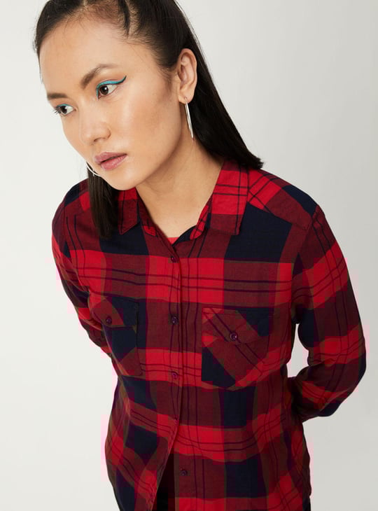 Women Checked Yarn Dyed Shirt