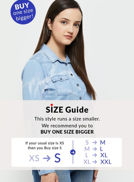 Women Washed Denim Shirt with Full Sleeves