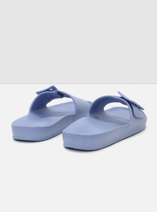 Women Solid Buckle Slide Sandals