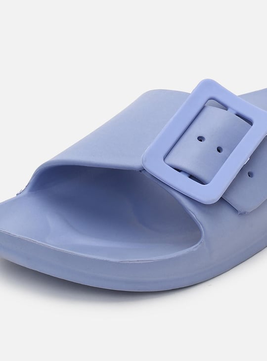 Women Solid Buckle Slide Sandals