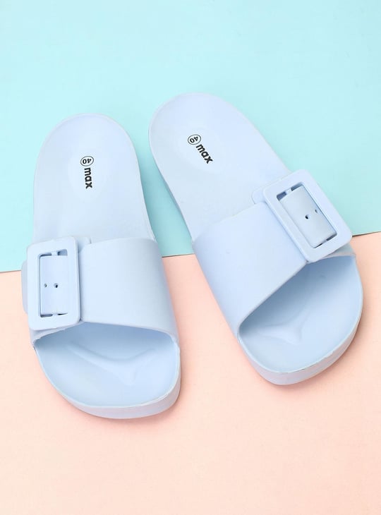Women Solid Buckle Slide Sandals