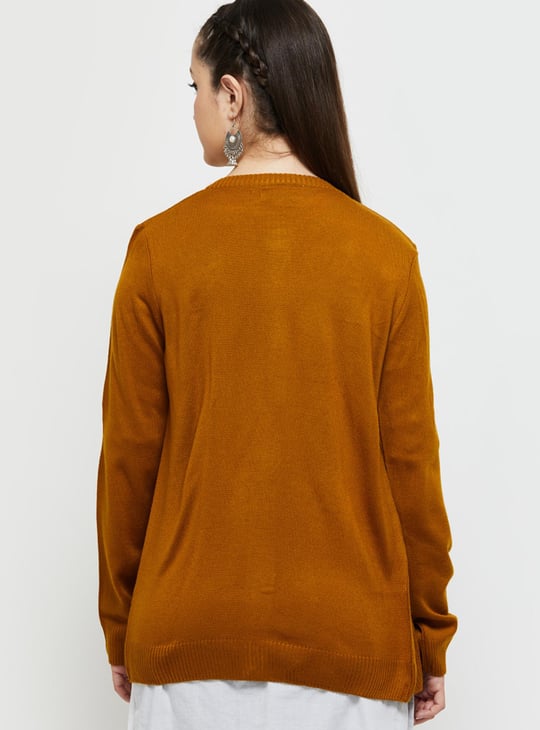 Women Embroidered Buttoned Cardigan