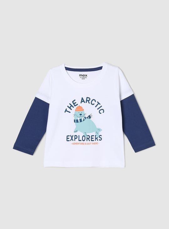 Boys Graphic Printed Double Sleeve T-shirt
