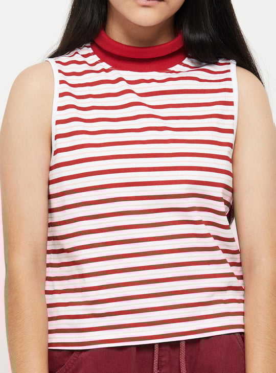 Girls Striped High-Neck Top 