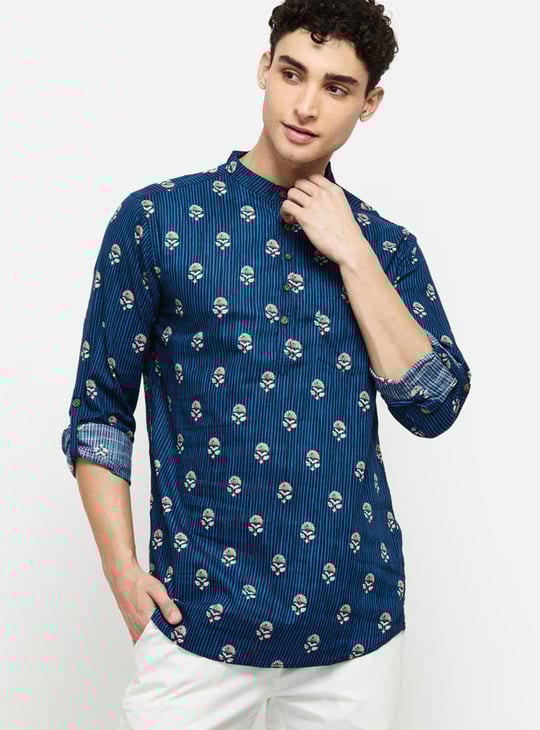 Men Printed Mandarin Collar Kurta