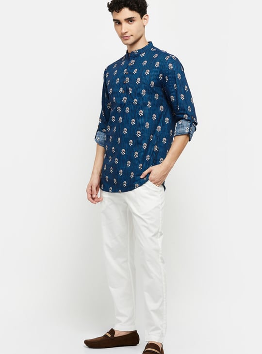 Men Printed Mandarin Collar Kurta