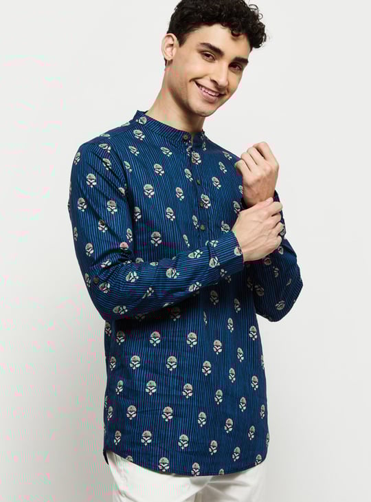 Men Printed Mandarin Collar Kurta