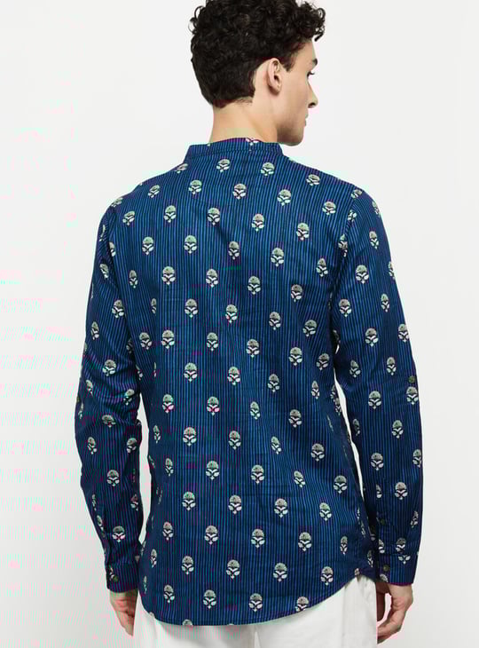 Men Printed Mandarin Collar Kurta