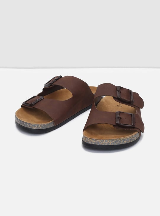 Men Solid Double Buckle Sandals