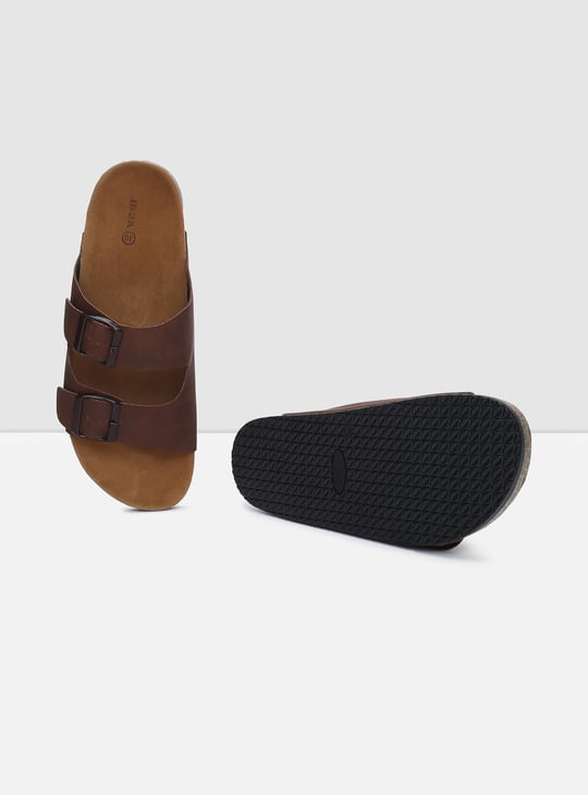 Men Solid Double Buckle Sandals
