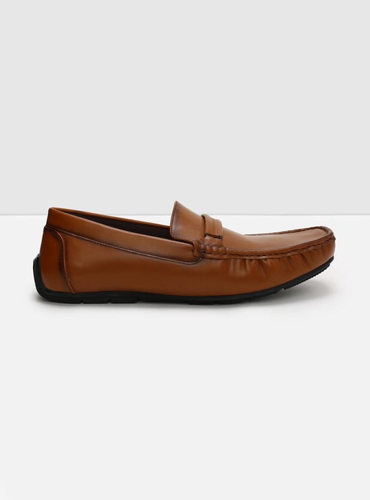 Men Solid Woven Slip-On Loafers