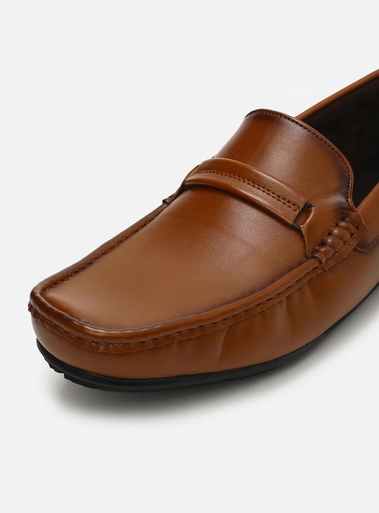 Men Solid Woven Slip-On Loafers