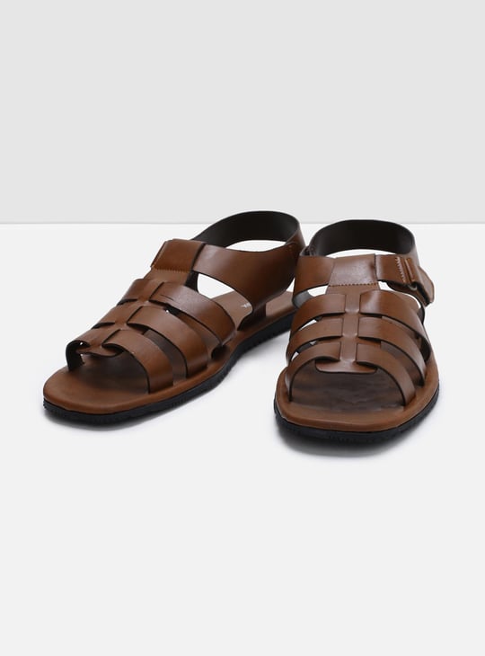 Men Solid Strappy Open Toe Sandals