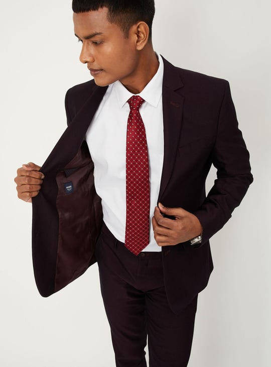 Men Textured Slim Fit Occasion Blazer