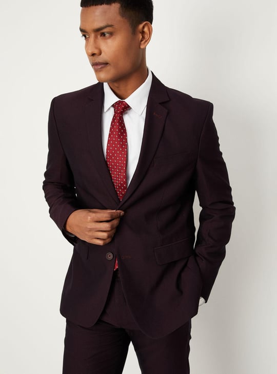 Men Textured Slim Fit Occasion Blazer