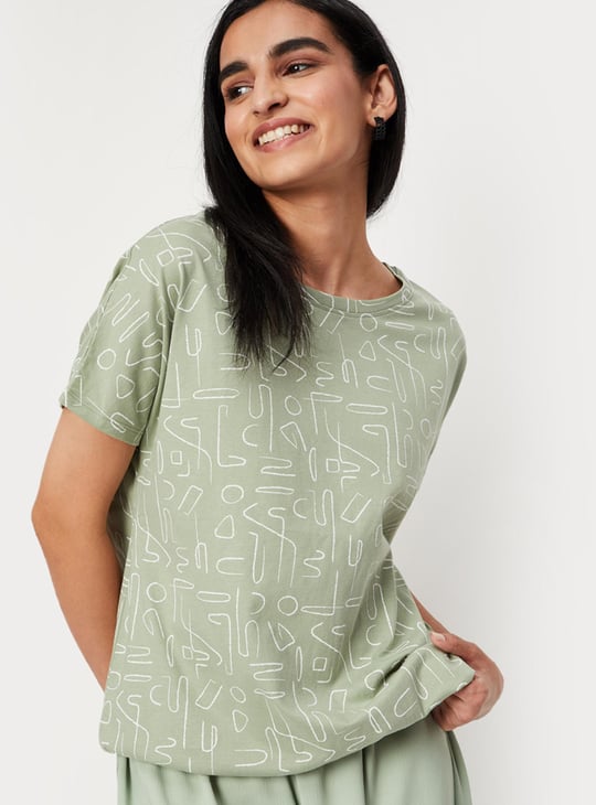 Women Abstract Printed T-shirt