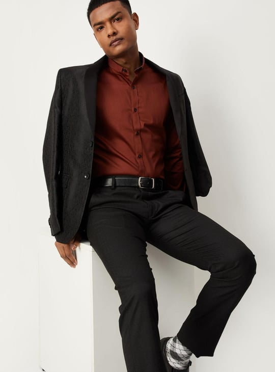Men Solid Satin Slim Fit Shirt