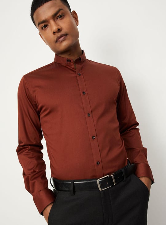 Men Solid Satin Slim Fit Shirt
