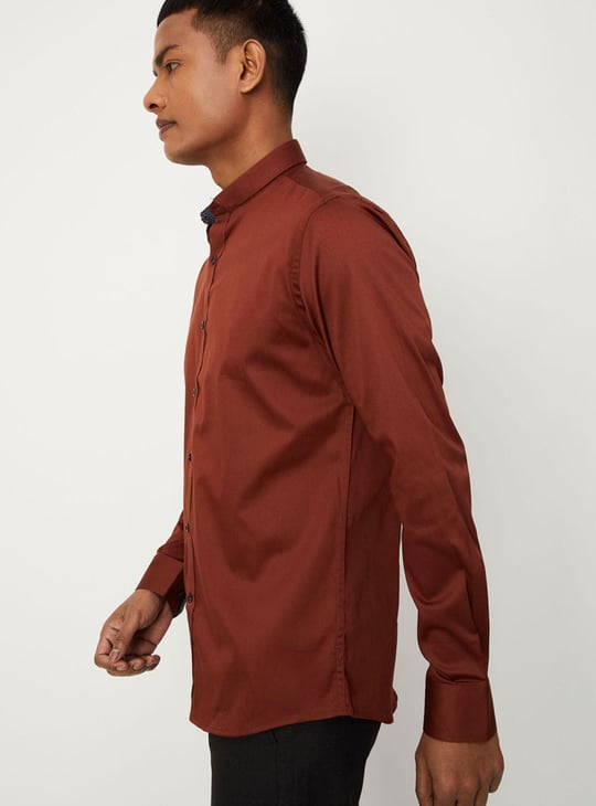 Men Solid Satin Slim Fit Shirt