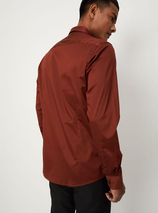 Men Solid Satin Slim Fit Shirt