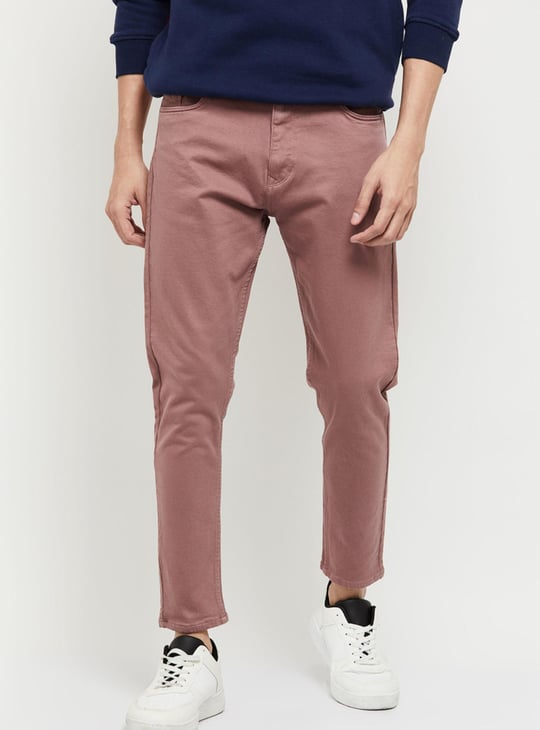 Men Solid Carrot Fit Colored Jeans 