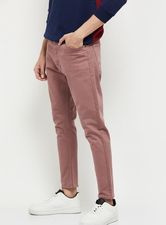 Men Solid Carrot Fit Colored Jeans 