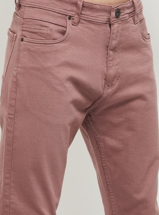 Men Solid Carrot Fit Colored Jeans 