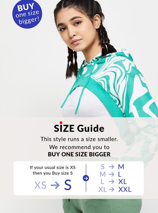 Women Checked Hooded Crop Sweatshirt