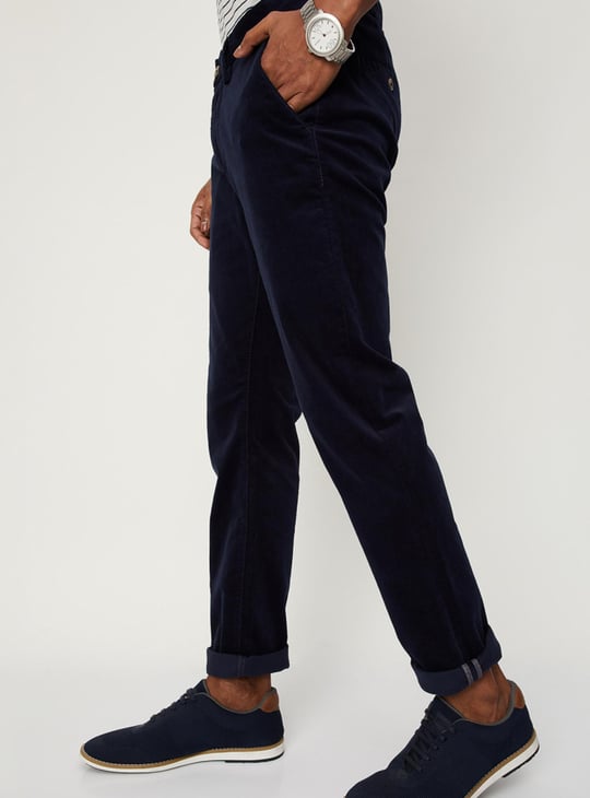 Men Corduroy Textured Skinny Fit Chinos
