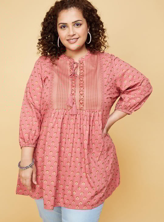 Women Printed Tie-Up Neck Tunic
