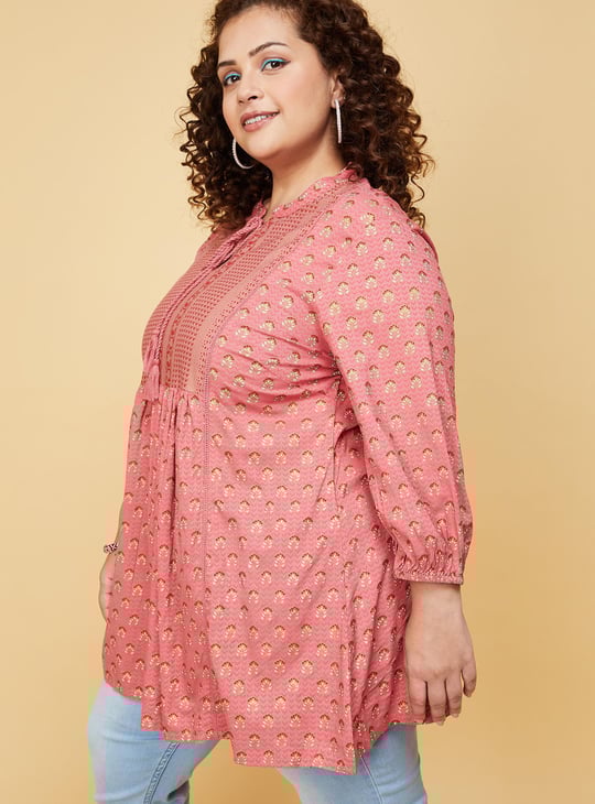 Women Printed Tie-Up Neck Tunic