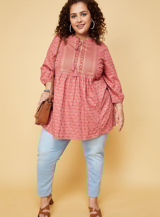 Women Printed Tie-Up Neck Tunic