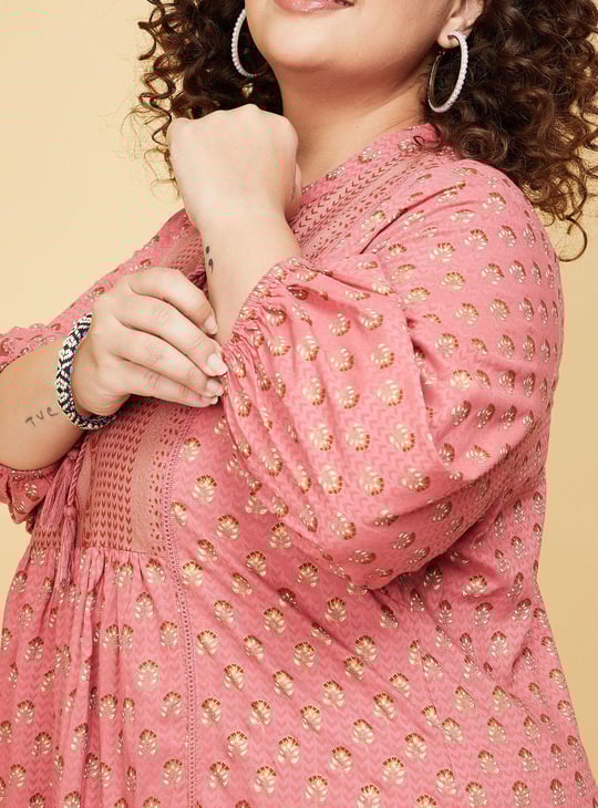 Women Printed Tie-Up Neck Tunic