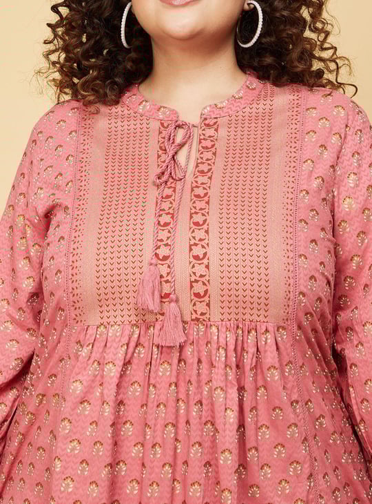 Women Printed Tie-Up Neck Tunic