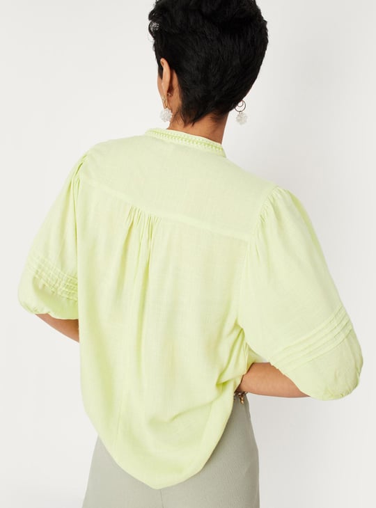 Women Embroidered Balloon Sleeve Top