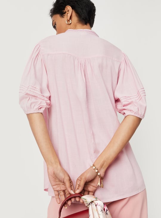 Women Embroidered Balloon Sleeve Top