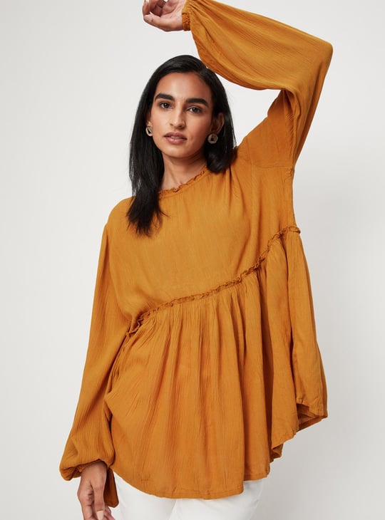 Women Solid Full Sleeves Tunic