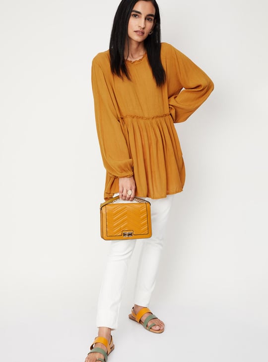 Women Solid Full Sleeves Tunic