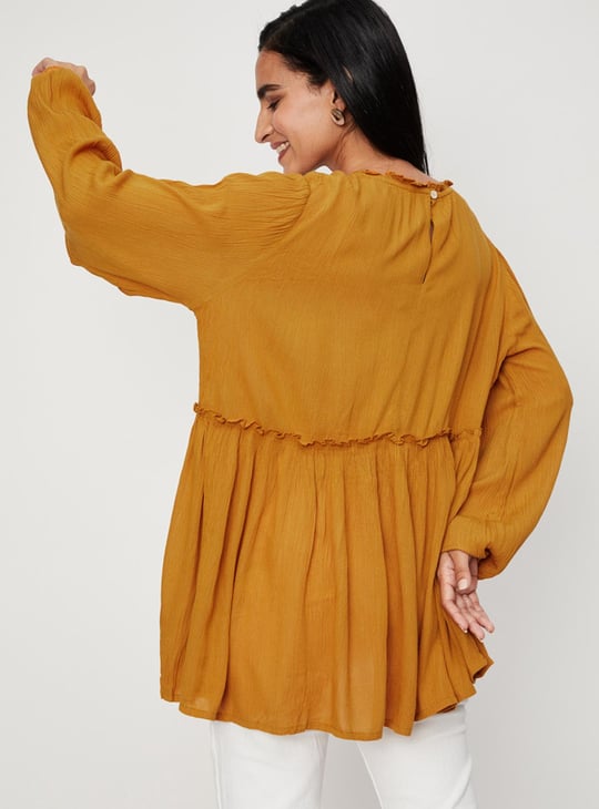 Women Solid Full Sleeves Tunic