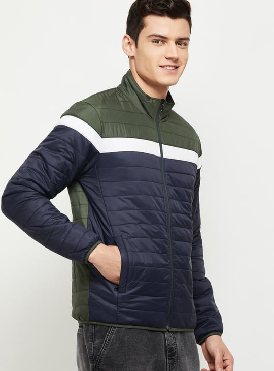 Men Solid Reversible Puffer Jacket