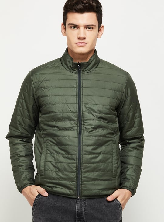 Men Solid Reversible Puffer Jacket